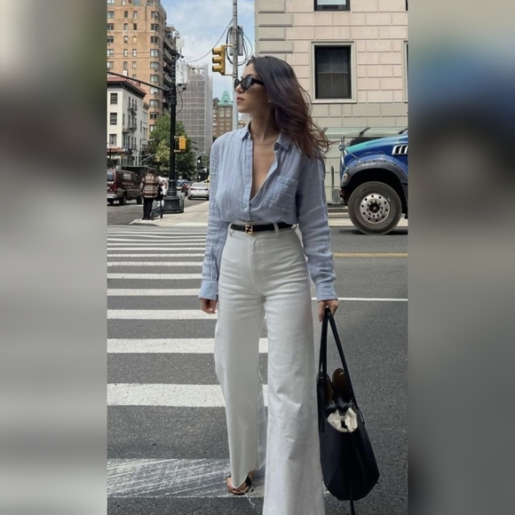 H&M White High Waisted wide leg jeans - Picture 3 of 13